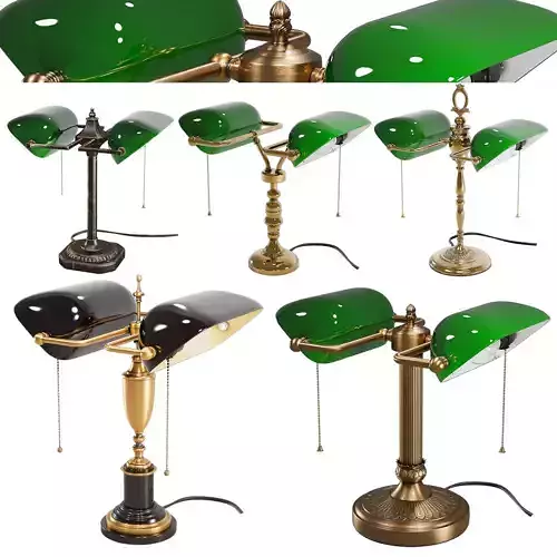 Bankers-Study-Light-Double desk lamp with two glass shades 3D model