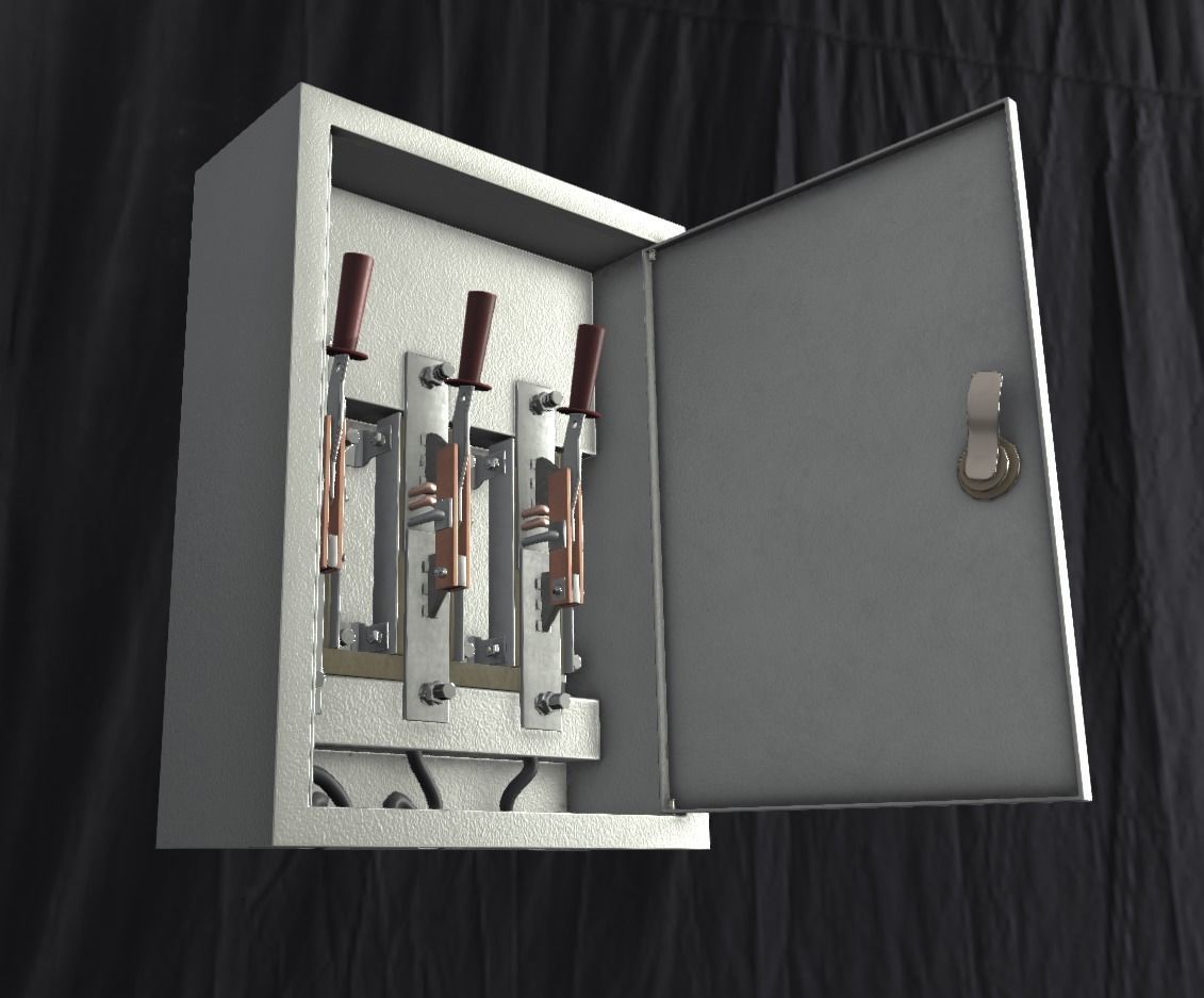 Electric knife switch game ready PBR Low-poly 3D model