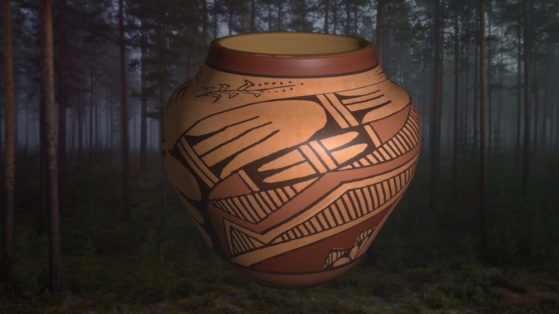 Native American pottery 9 3D model_2