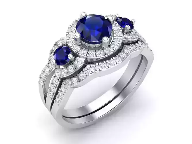 Diamond ring and Band for woman 3D print model