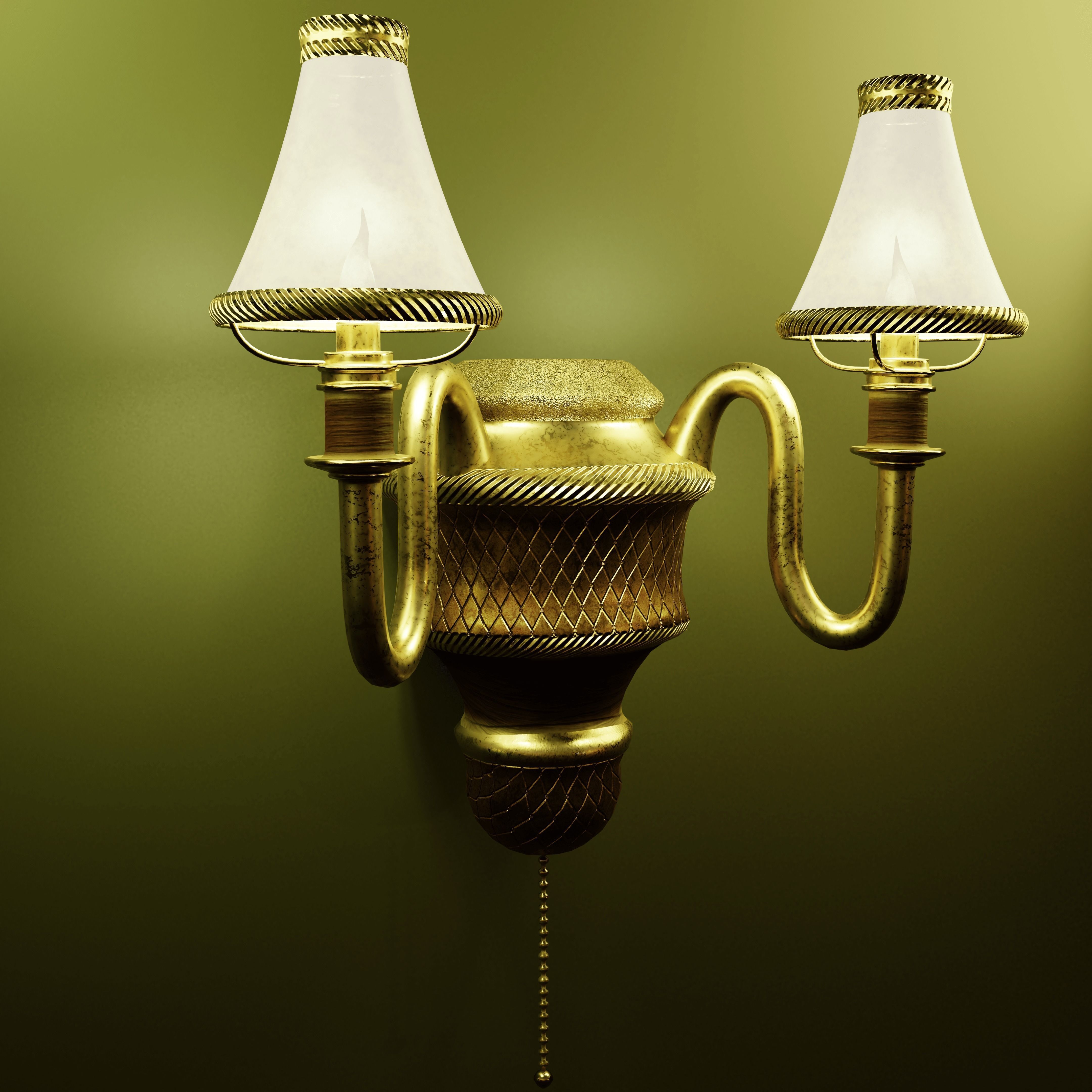 Low-poly Lamp wall with two lights Free low-poly 3D model_0