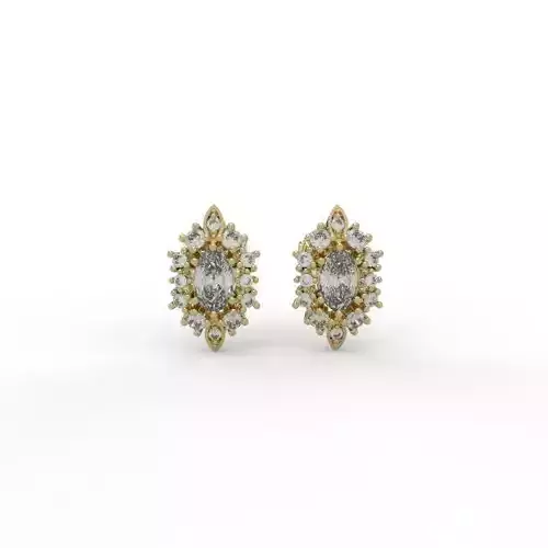 Oval stone engagement earring