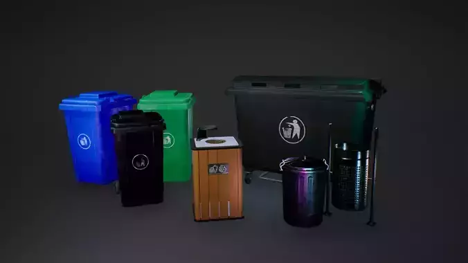 Bins Game Ready cigarette box Low-poly 3D model