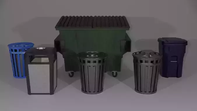 Garbage Cans Dumpster Recycle Low-poly 3D model