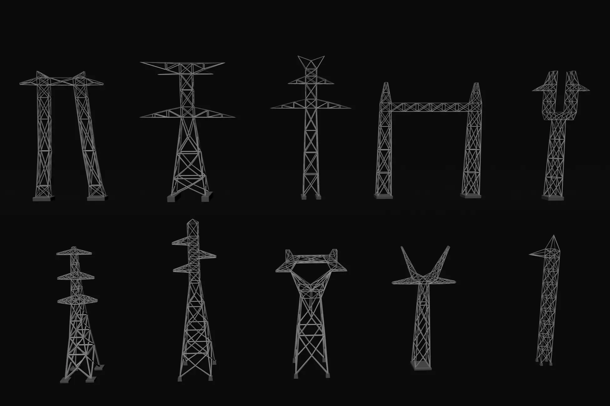 Lowpoly Electrical Towers Free low-poly 3D model