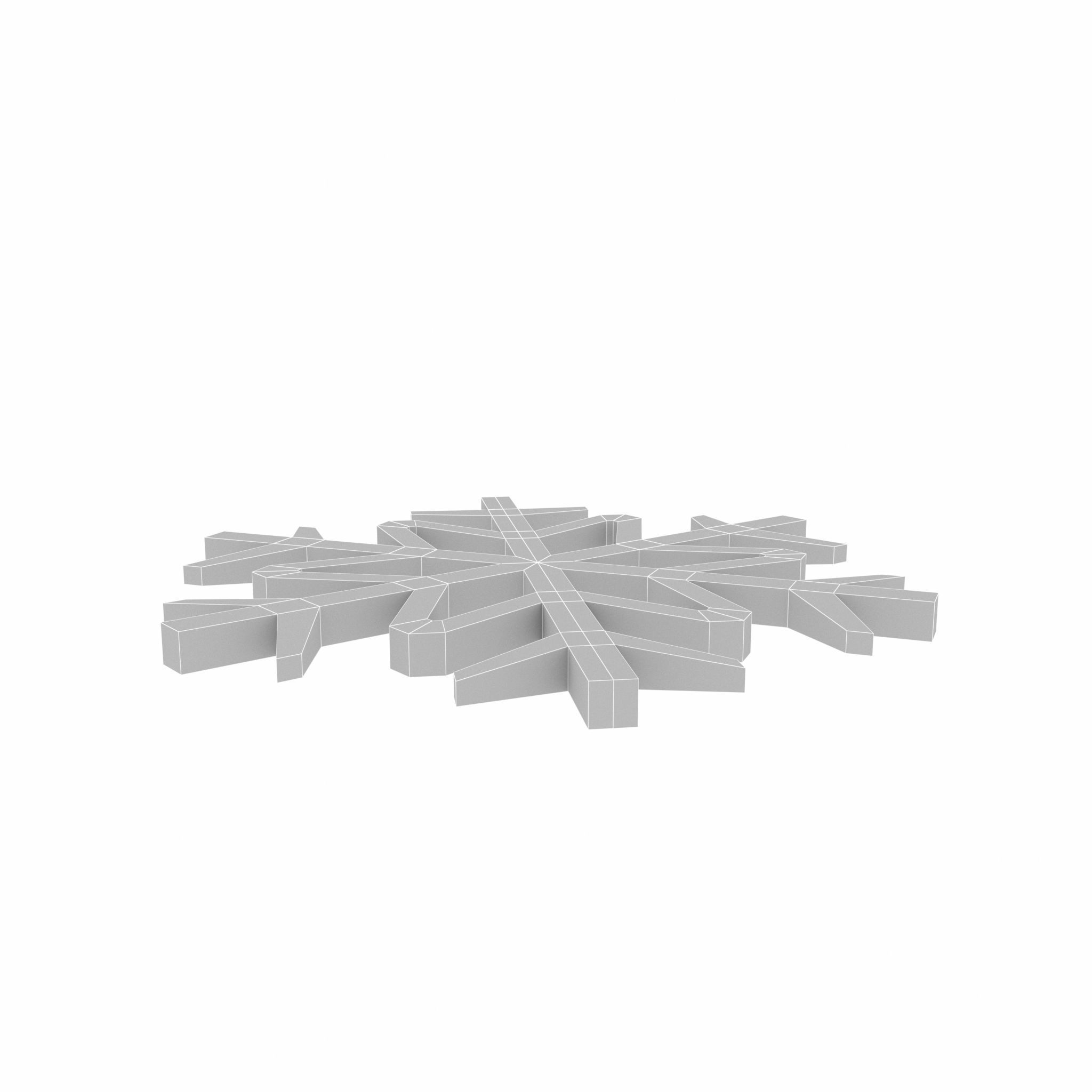 Snowflake v1 Blue Low-poly 3D model_6