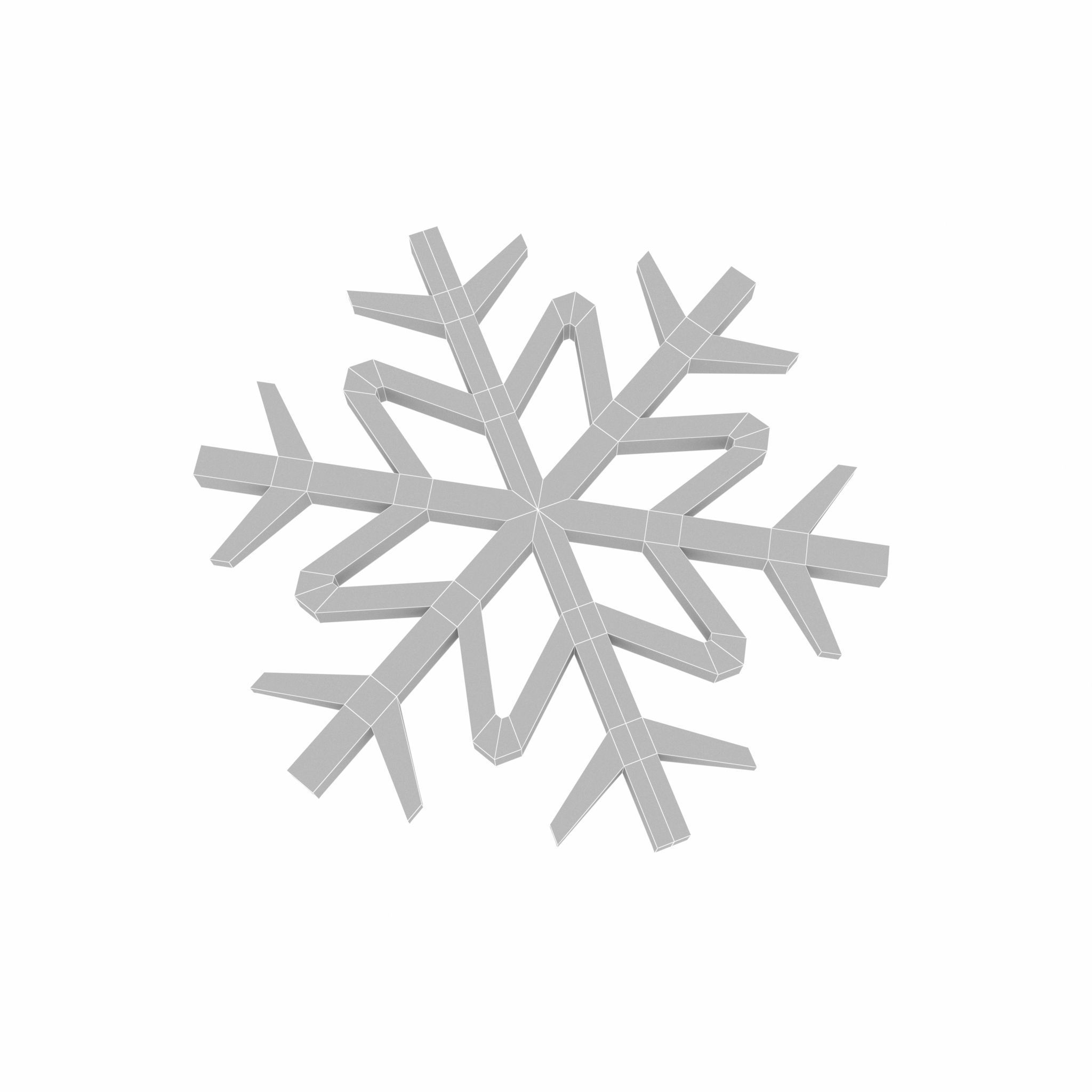 Snowflake v1 Blue Low-poly 3D model_4