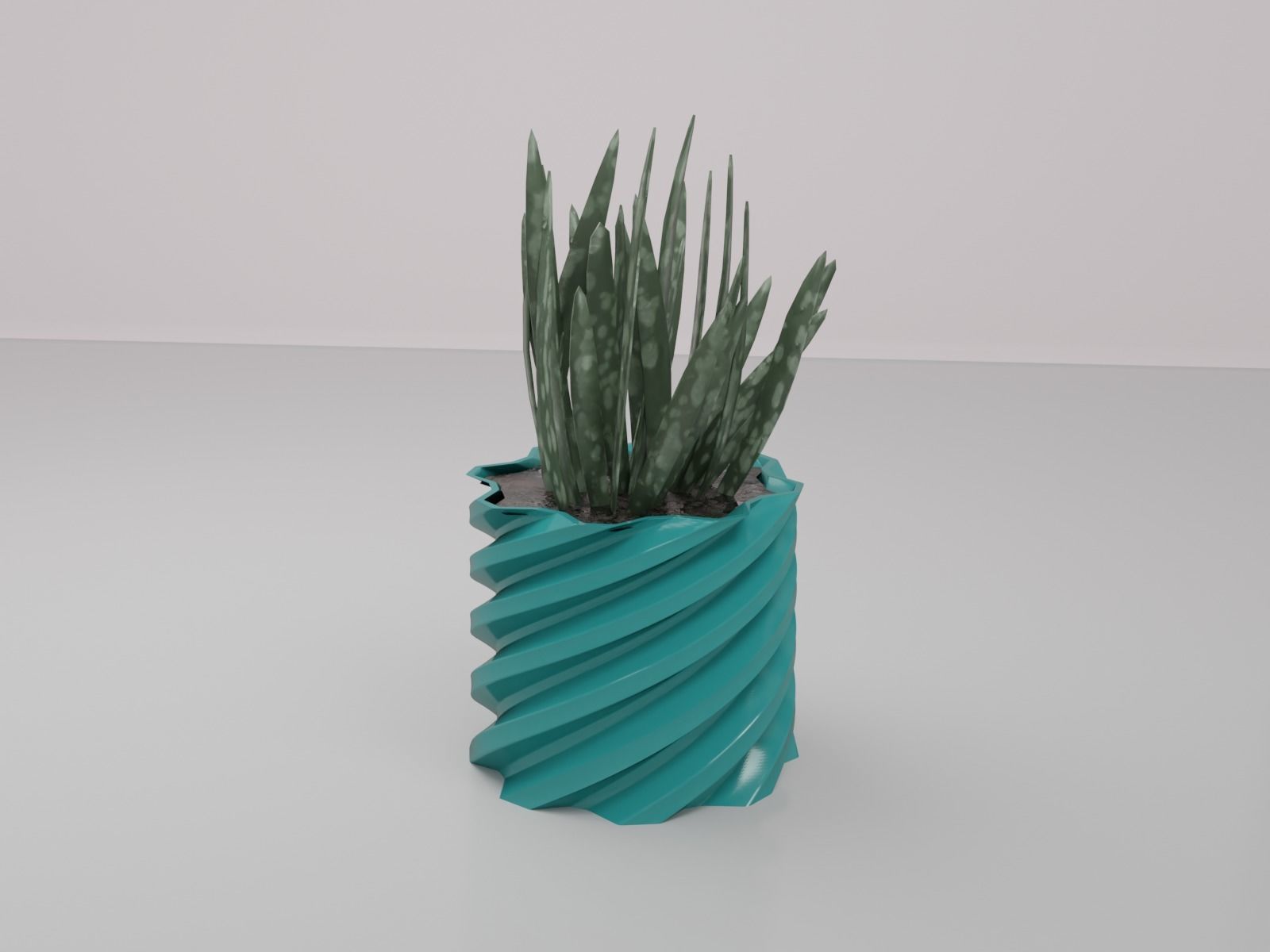 Twist pot flower plant 2 3D print model_3