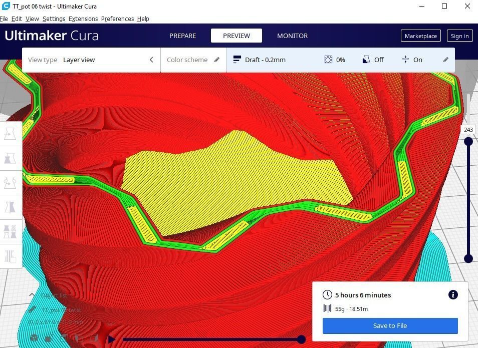 Twist pot flower plant 2 3D print model_2