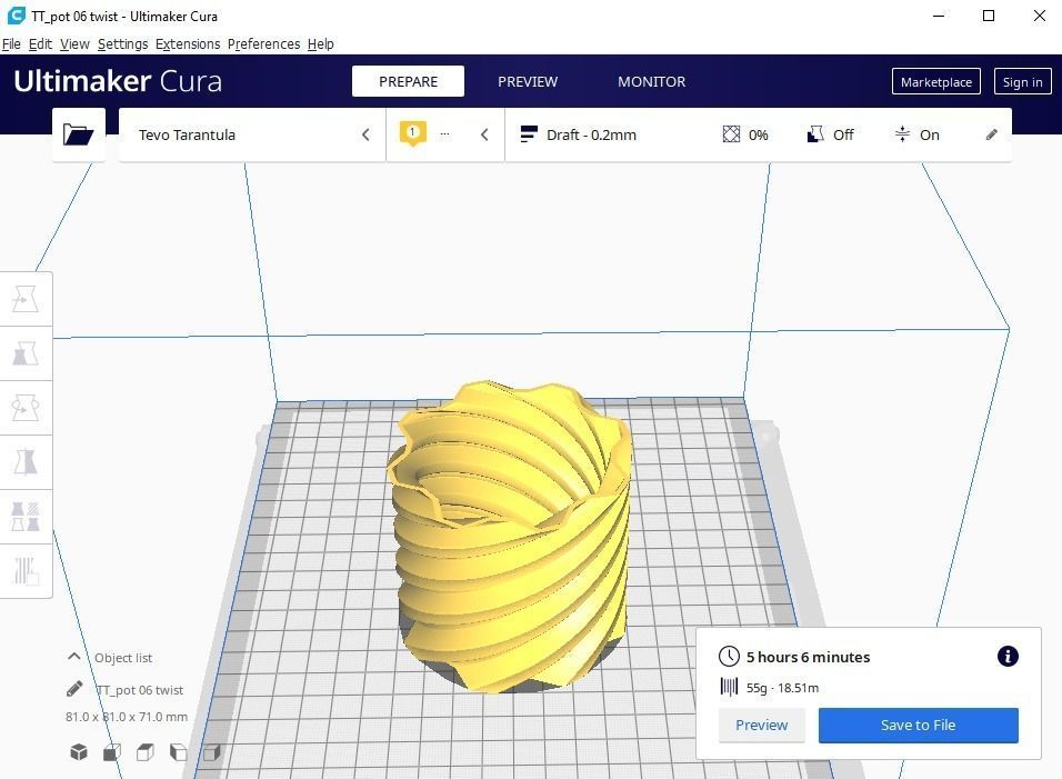 Twist pot flower plant 2 3D print model_1