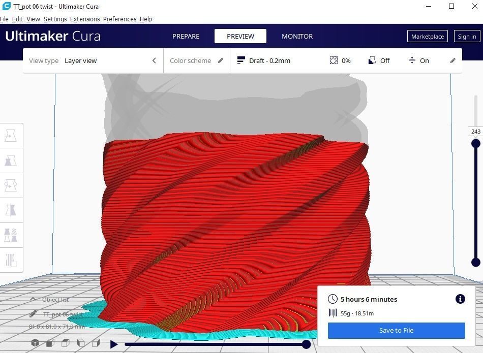 Twist pot flower plant 2 3D print model_15