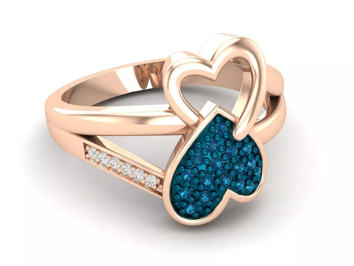 Double heart Diamond ring for woman 3D print model