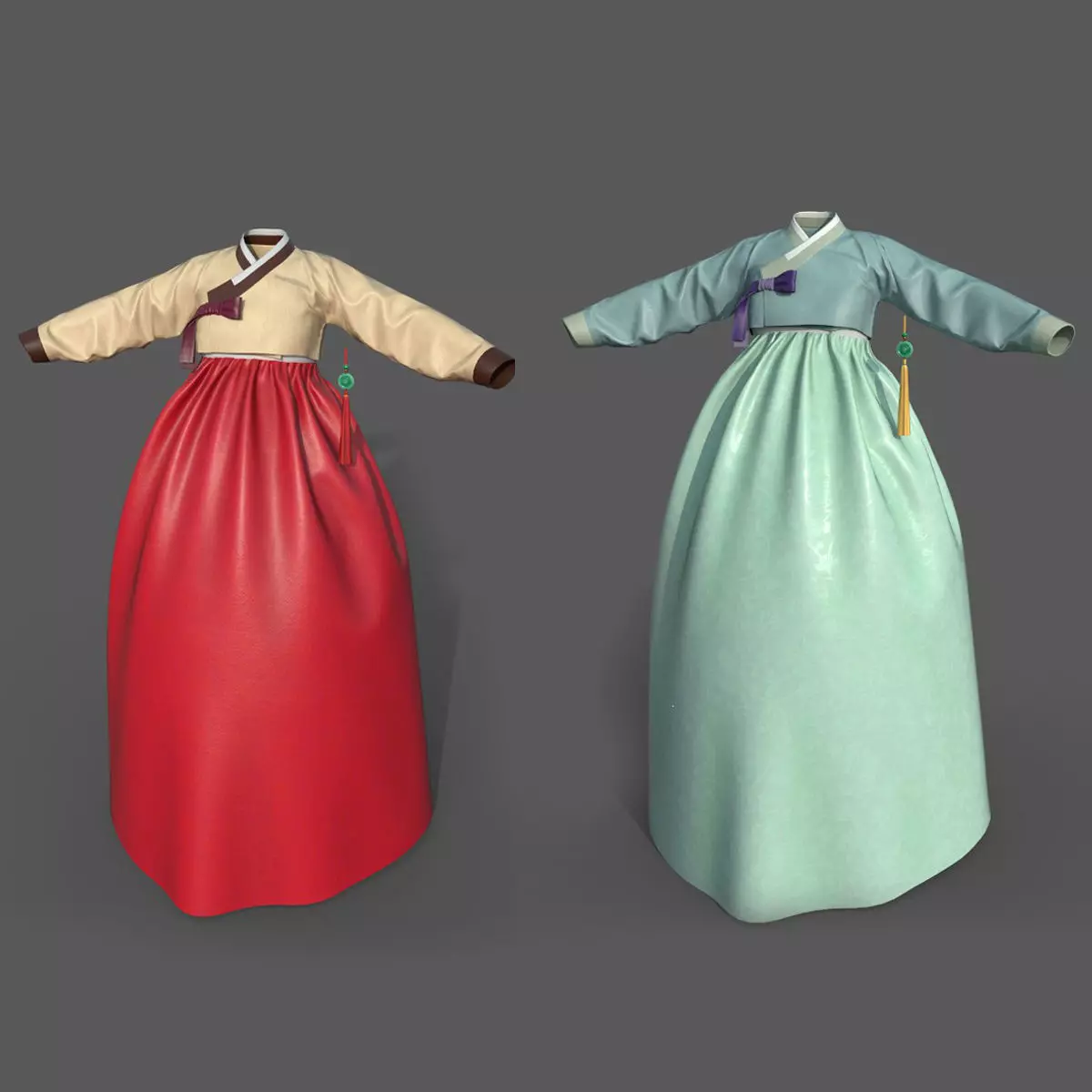 Traditional Hanbok Low-poly 3D model Low-poly 3D model