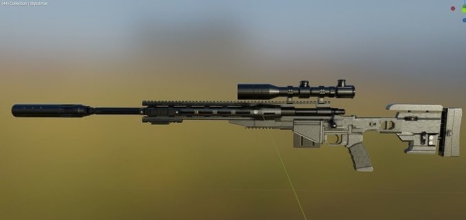 Sniper Ares Reminghton Lowpoly Free low-poly 3D model