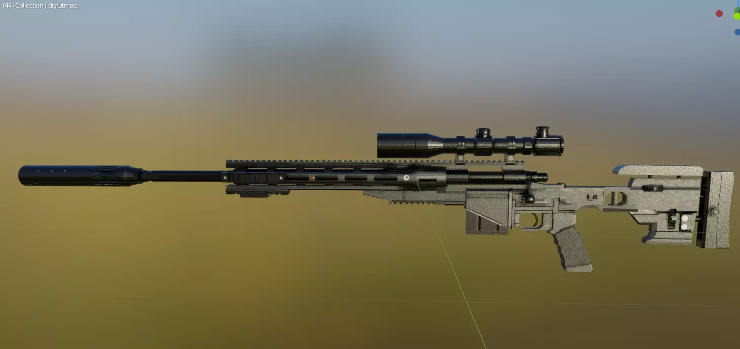 Sniper Ares Reminghton Lowpoly Free low-poly 3D model