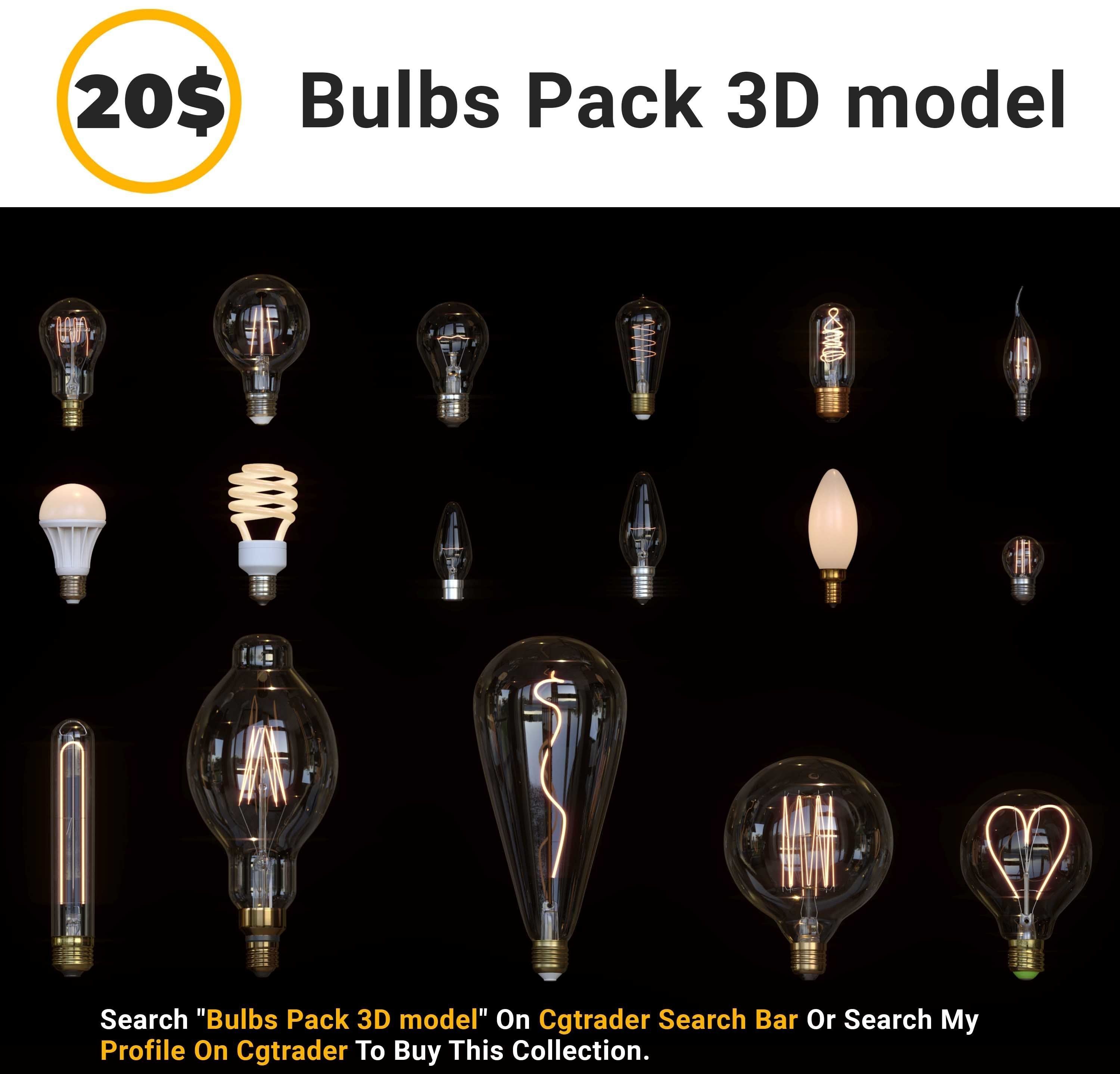 Dimmable T6 LED Bulbs 3D model_4