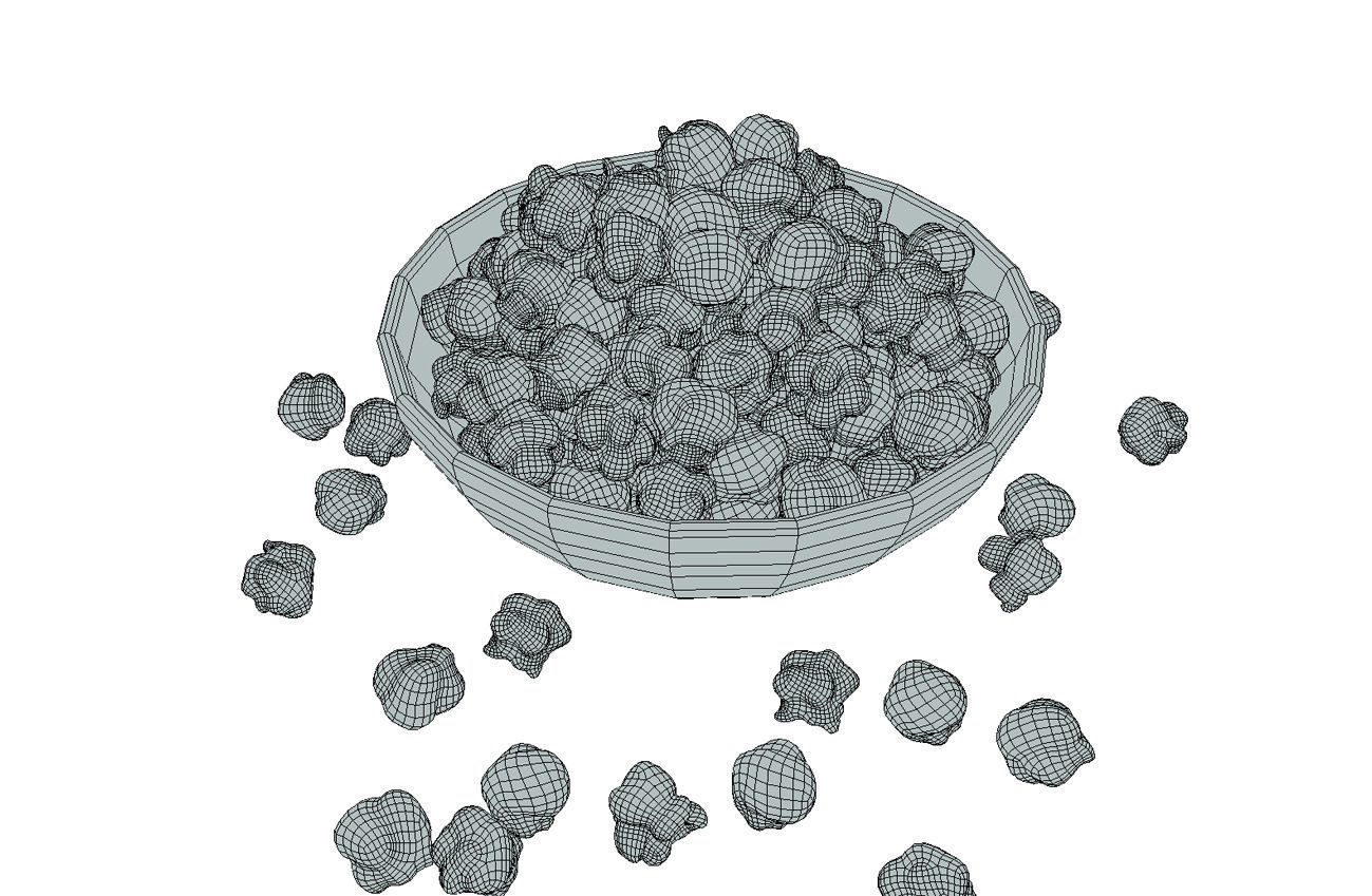 Bowl with Popcorn - Low Poly Low-poly 3D model_4