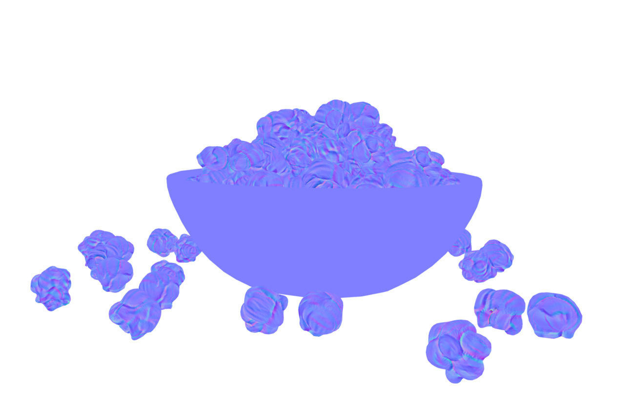 Bowl with Popcorn - Low Poly Low-poly 3D model_8