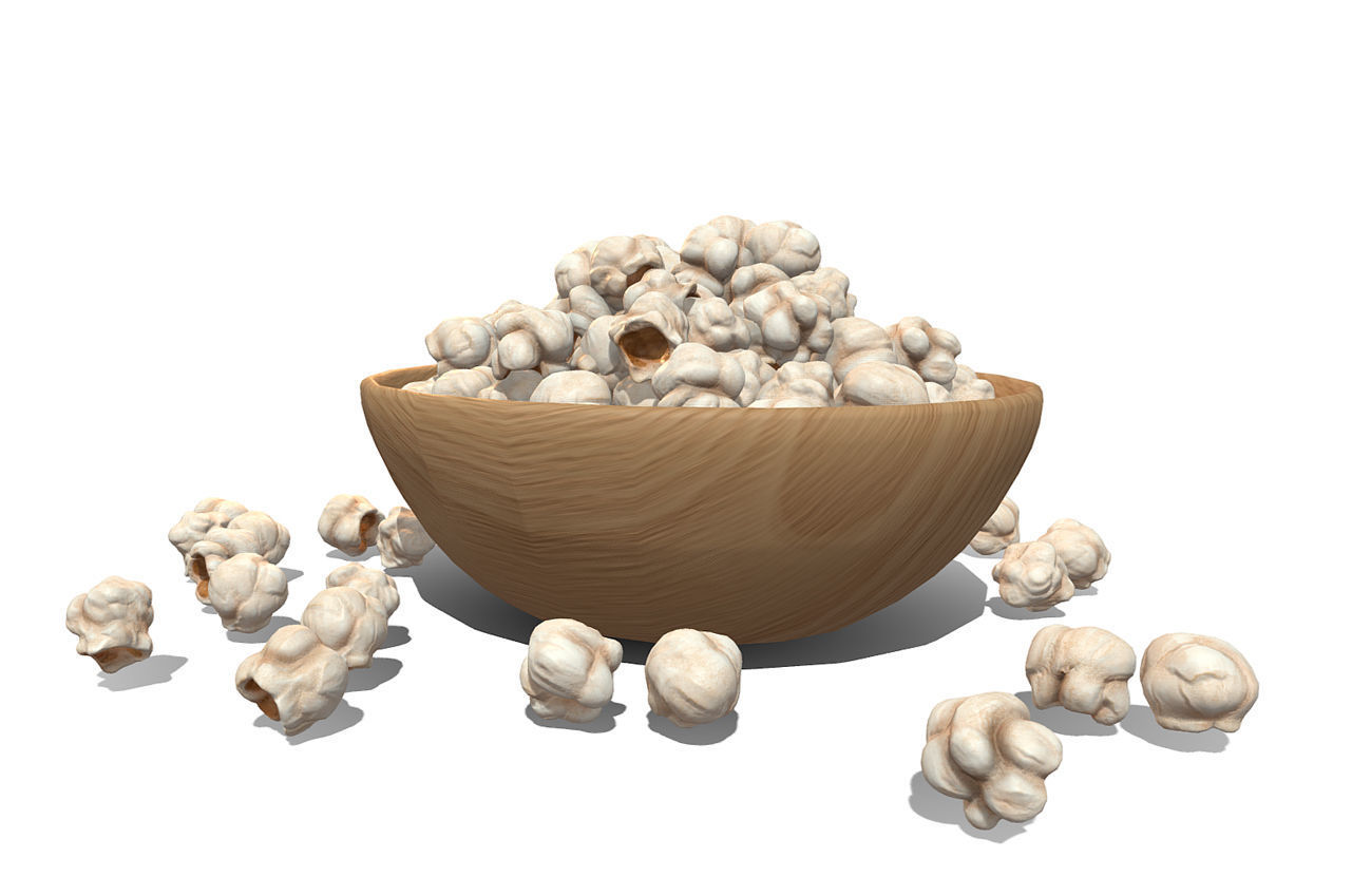Bowl with Popcorn - Low Poly Low-poly 3D model_2