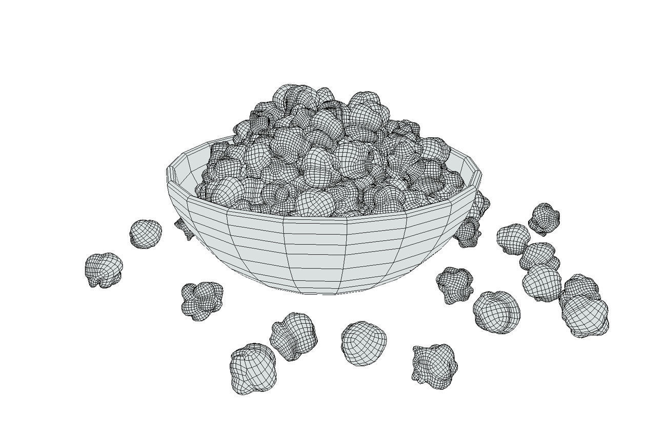 Bowl with Popcorn - Low Poly Low-poly 3D model_3