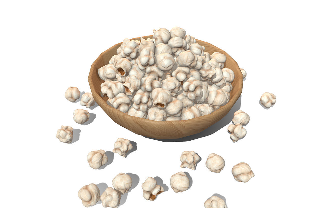 Bowl with Popcorn - Low Poly Low-poly 3D model_1