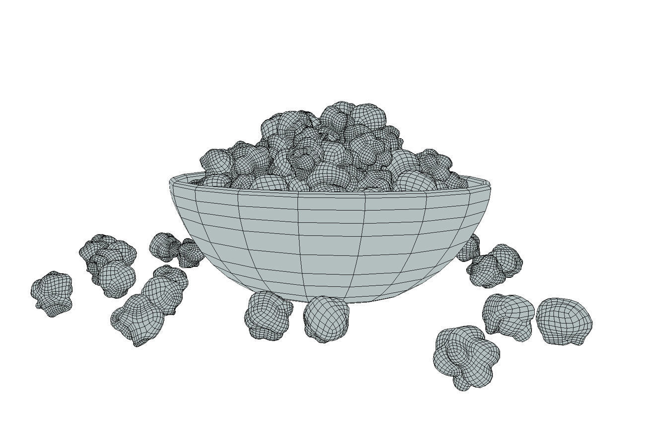 Bowl with Popcorn - Low Poly Low-poly 3D model_5