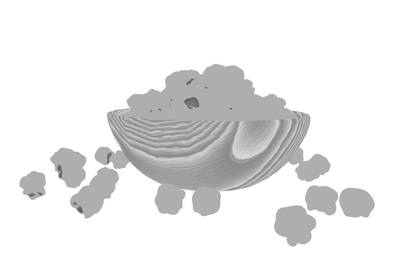 Bowl with Popcorn - Low Poly Low-poly 3D model_7