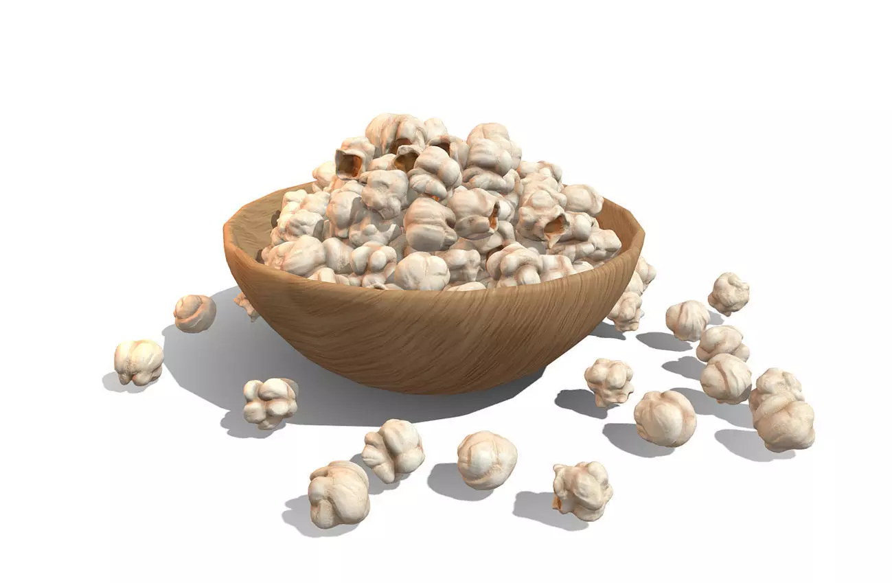 Bowl with Popcorn - Low Poly Low-poly 3D model_0