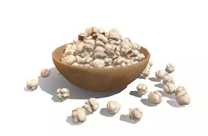 Bowl with Popcorn - Low Poly Low-poly 3D model