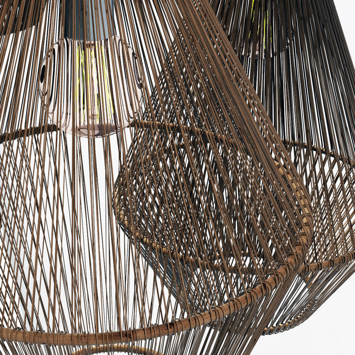 Lamp wood rattan wicker Cone n2 3D model_5