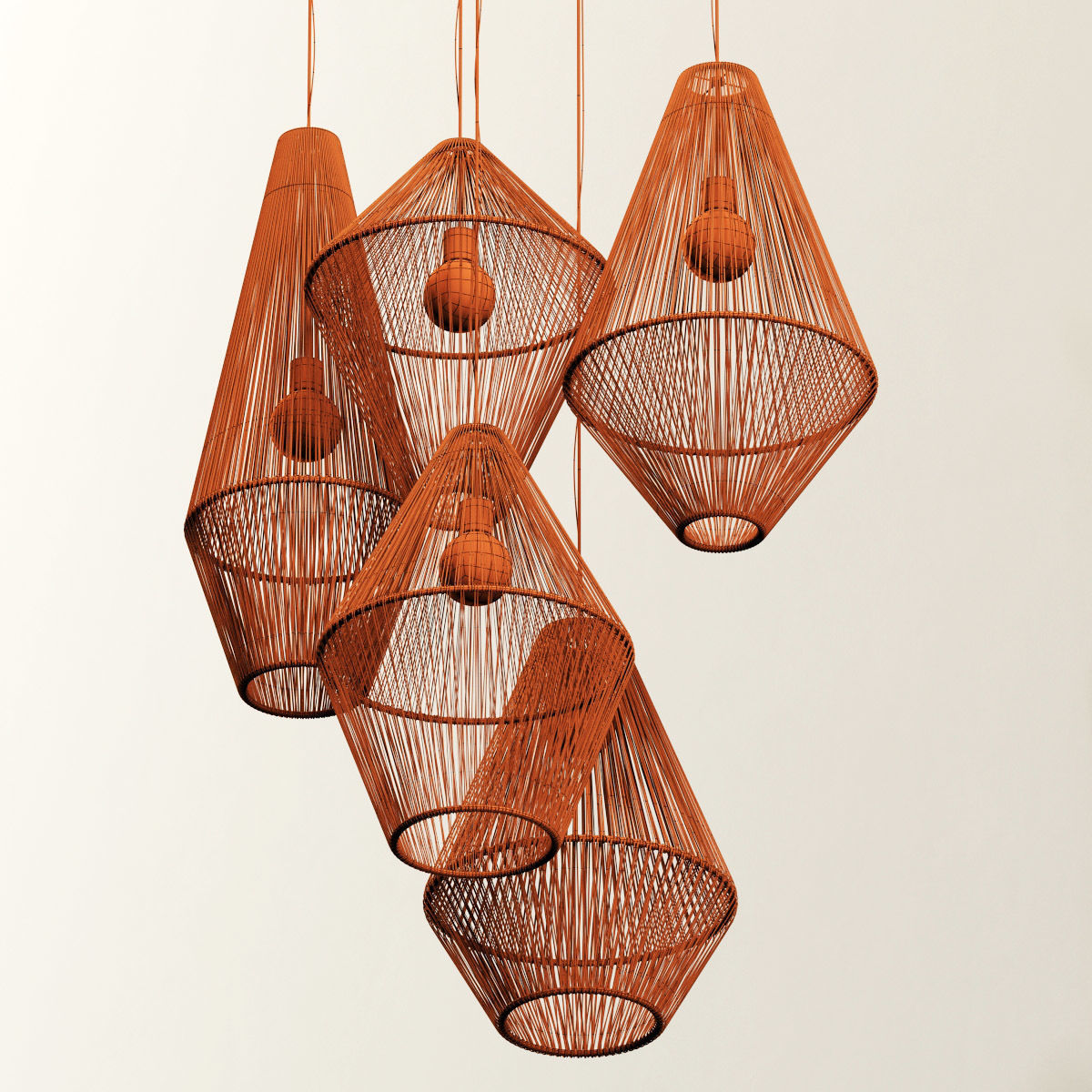 Lamp wood rattan wicker Cone n2 3D model_18