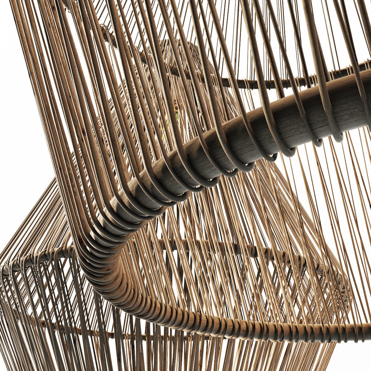 Lamp wood rattan wicker Cone n2 3D model_14