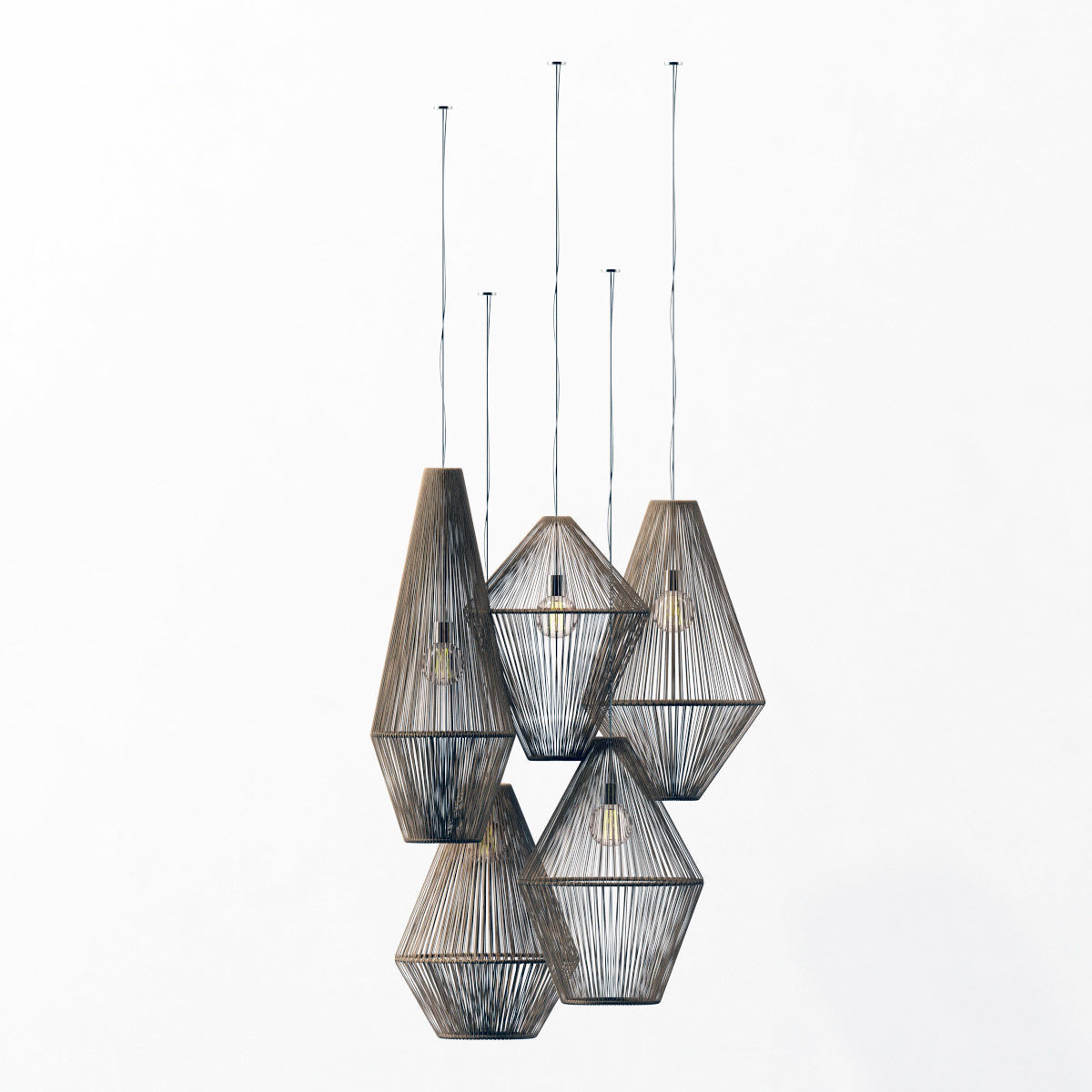 Lamp wood rattan wicker Cone n2 3D model_7