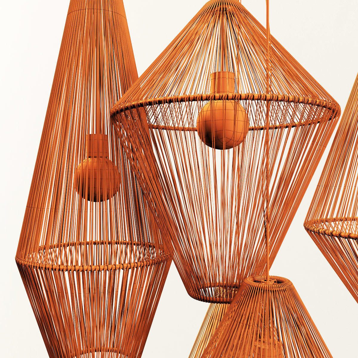 Lamp wood rattan wicker Cone n2 3D model_24