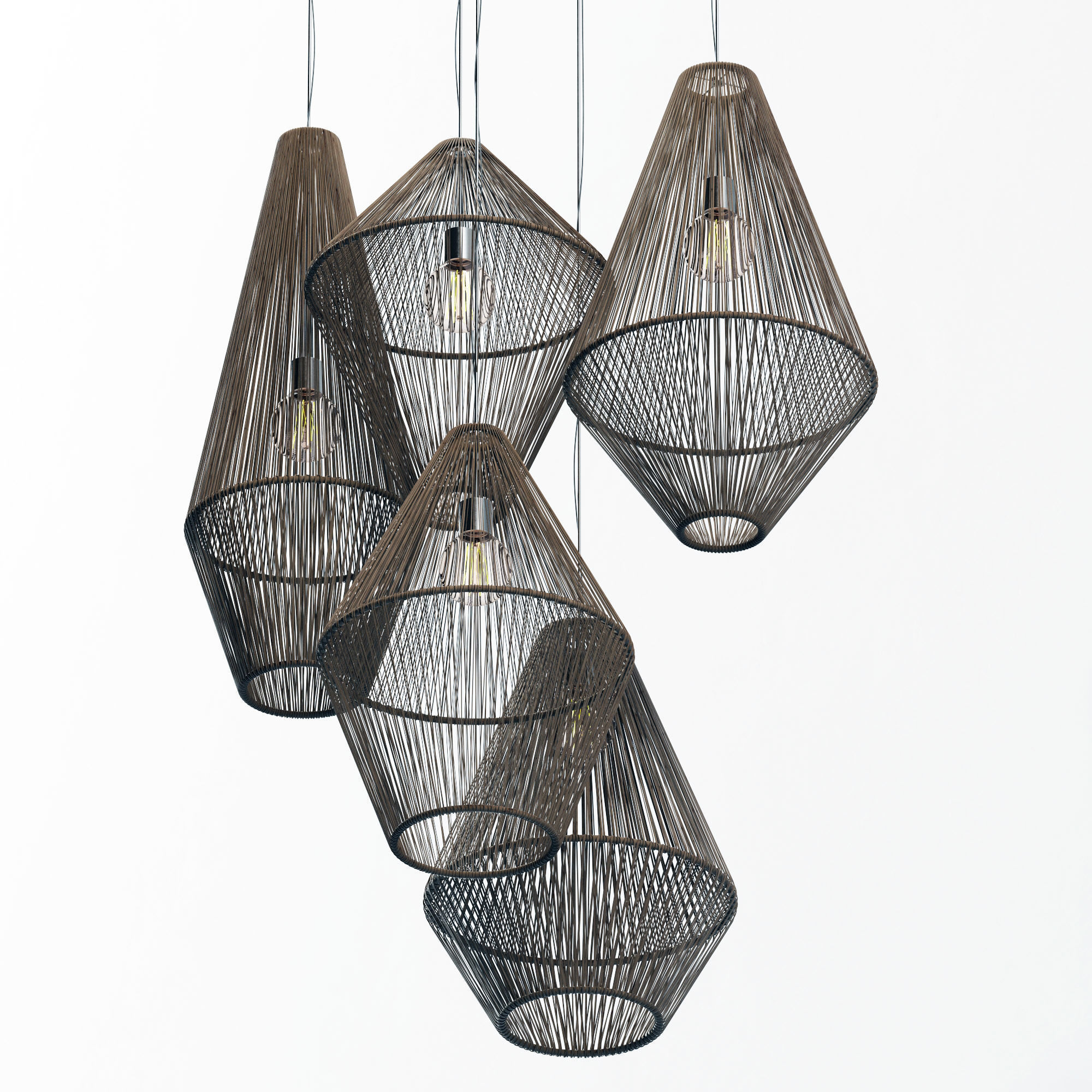 Lamp wood rattan wicker Cone n2 3D model_12