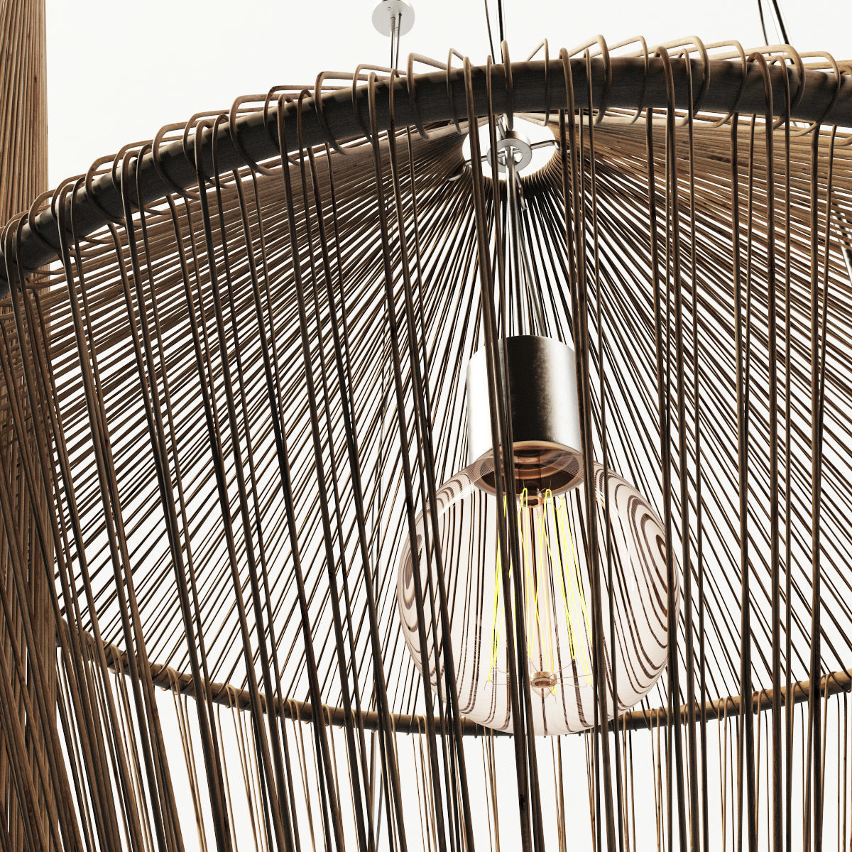 Lamp wood rattan wicker Cone n2 3D model_16