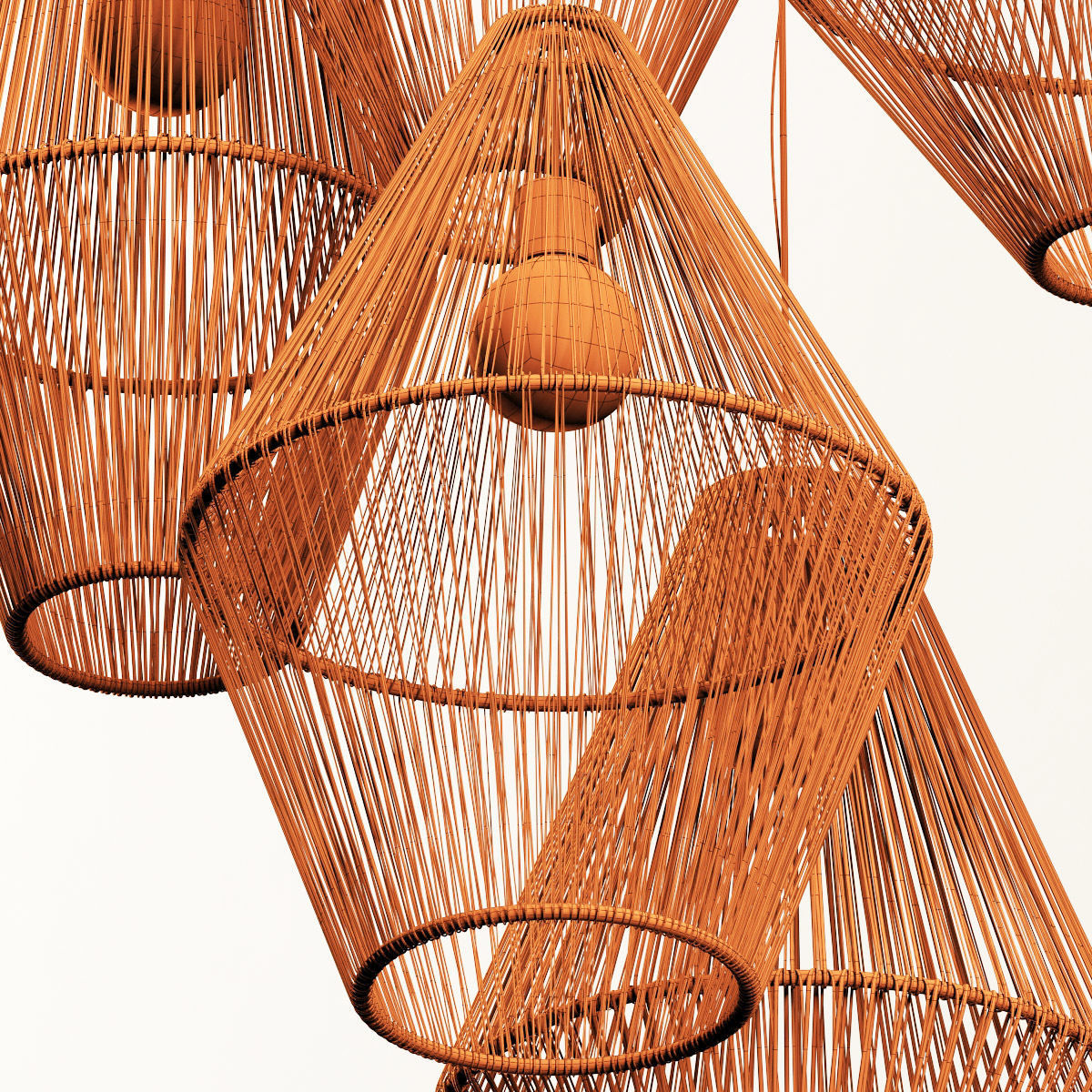 Lamp wood rattan wicker Cone n2 3D model_22