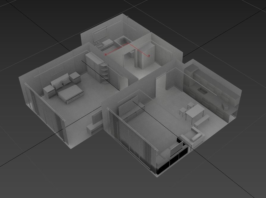 3D model of the interior Low-poly 3D model_2