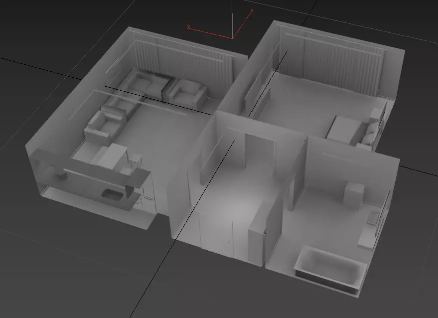 3D model of the interior Low-poly 3D model_0