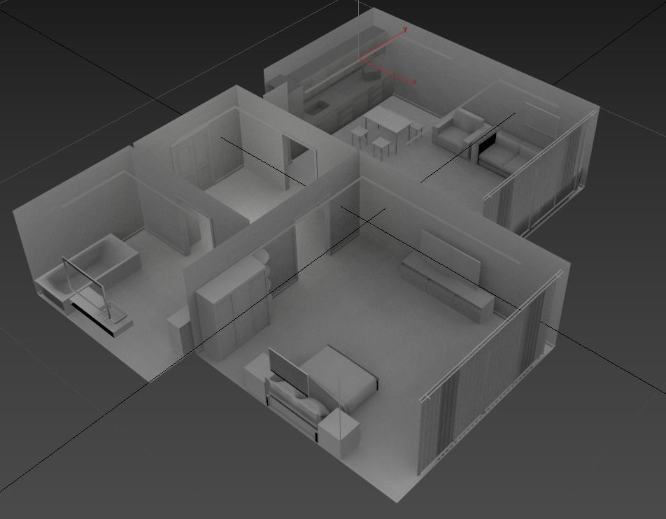 3D model of the interior Low-poly 3D model_1