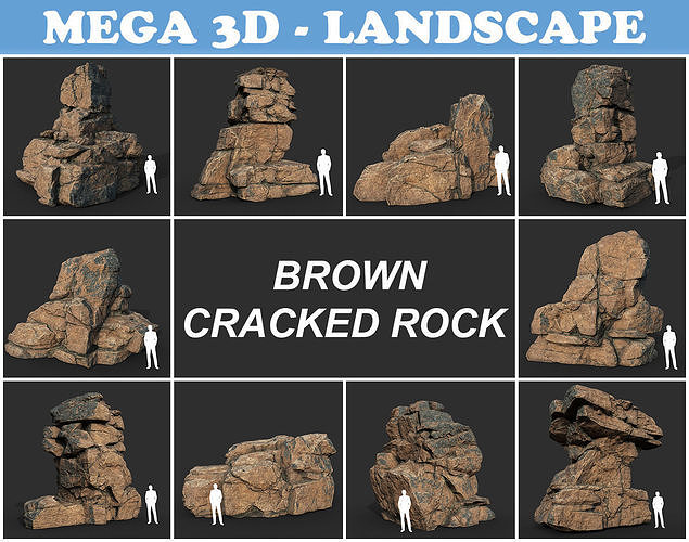 Low poly Cracked Rock A 210221 Low-poly 3D model
