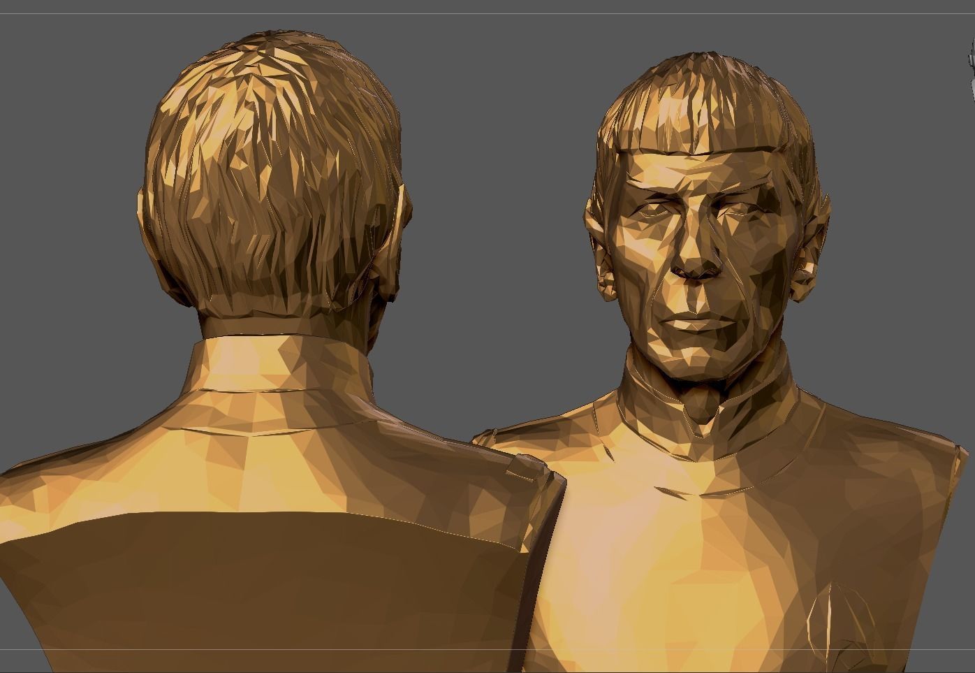 Mr Spock Bust  Polygonal 3D print model_2