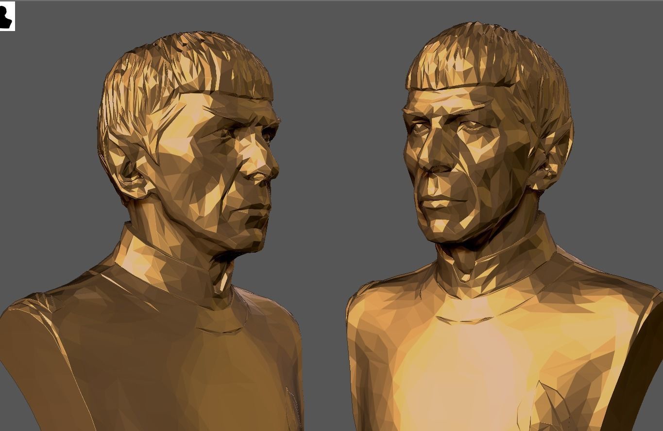 Mr Spock Bust  Polygonal 3D print model_1