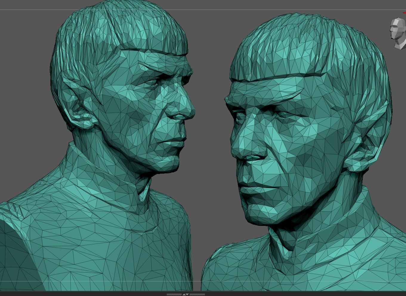 Mr Spock Bust  Polygonal 3D print model_8