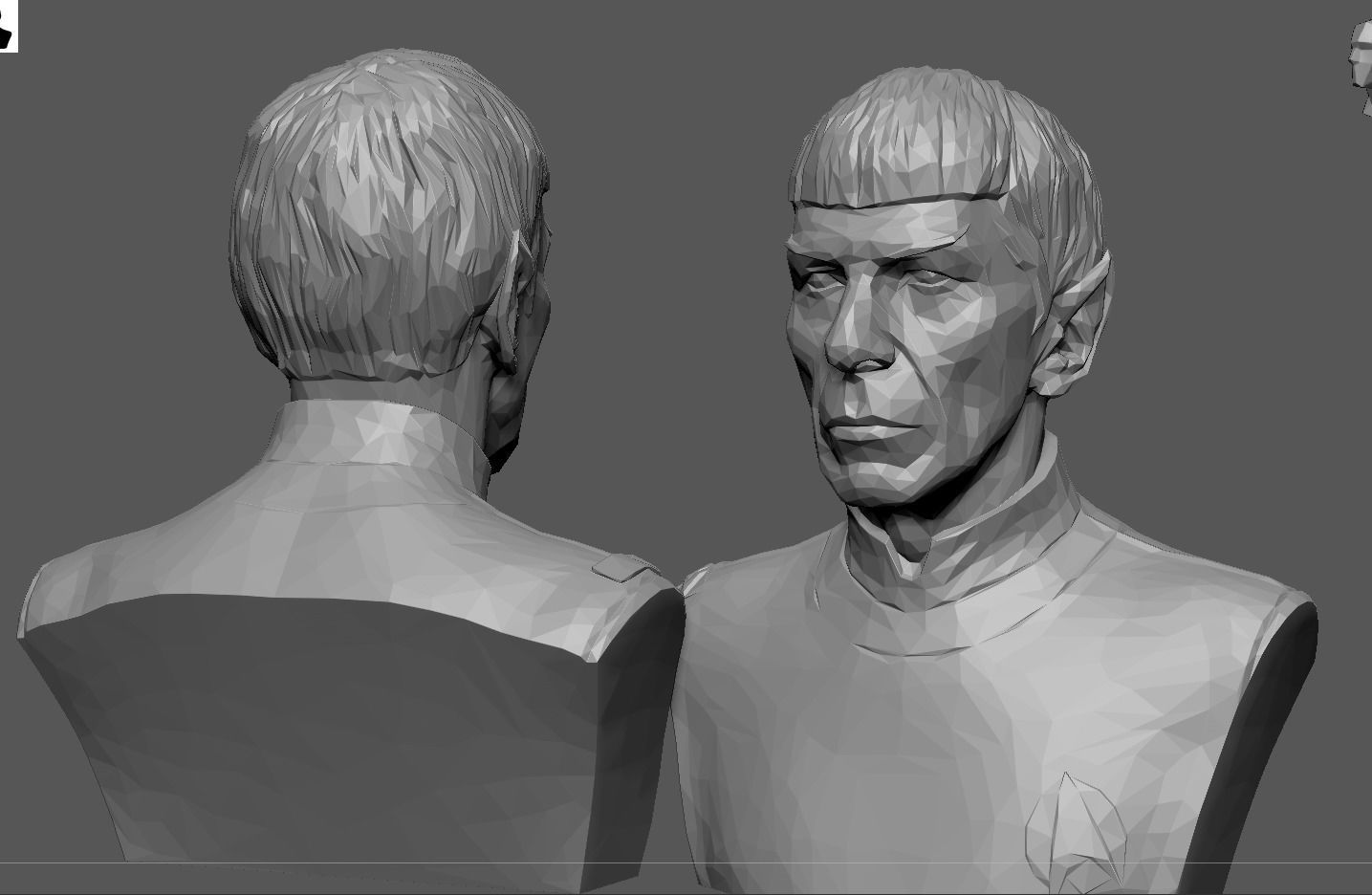 Mr Spock Bust  Polygonal 3D print model_6