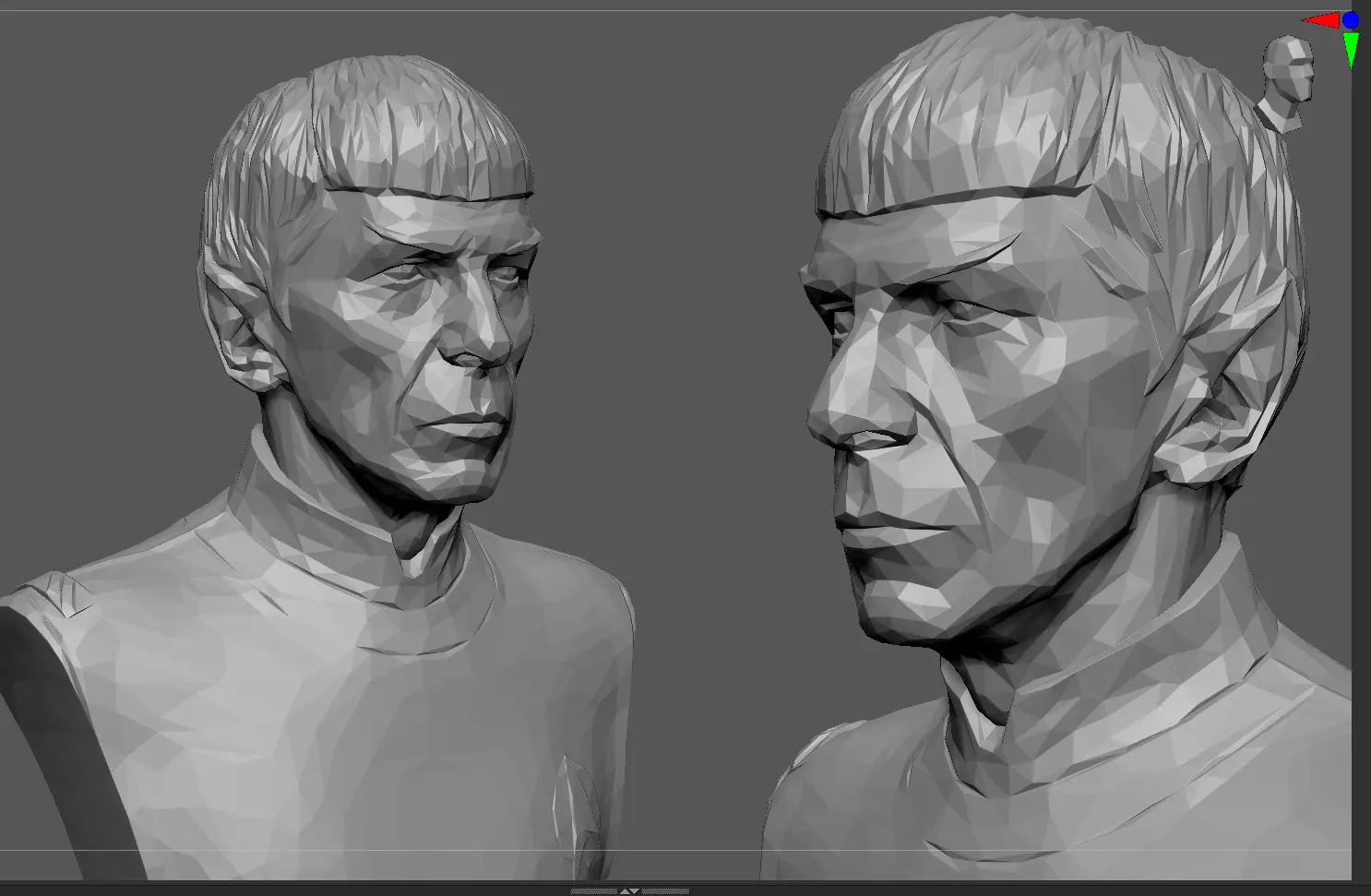 Mr Spock Bust  Polygonal 3D print model_0
