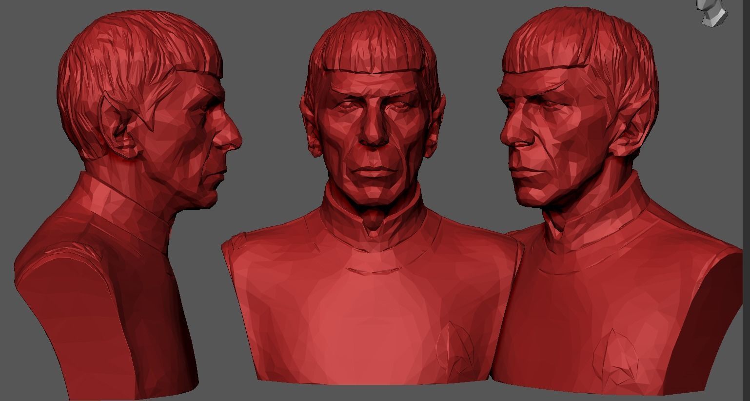 Mr Spock Bust  Polygonal 3D print model_4