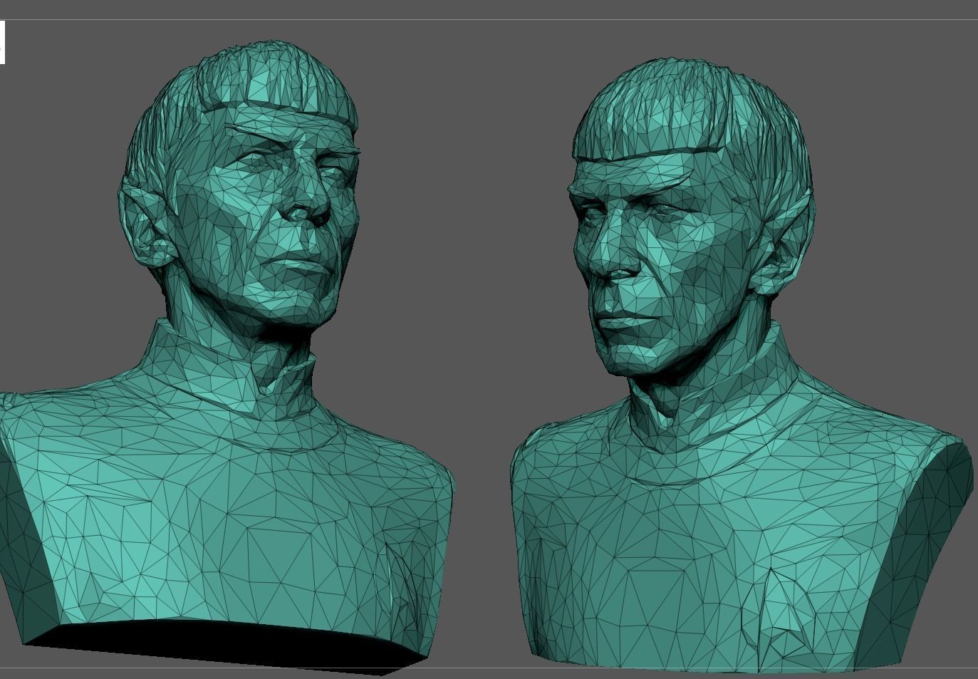 Mr Spock Bust  Polygonal 3D print model_7
