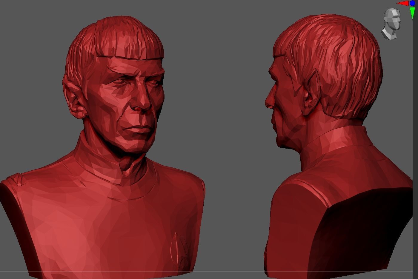 Mr Spock Bust  Polygonal 3D print model_5