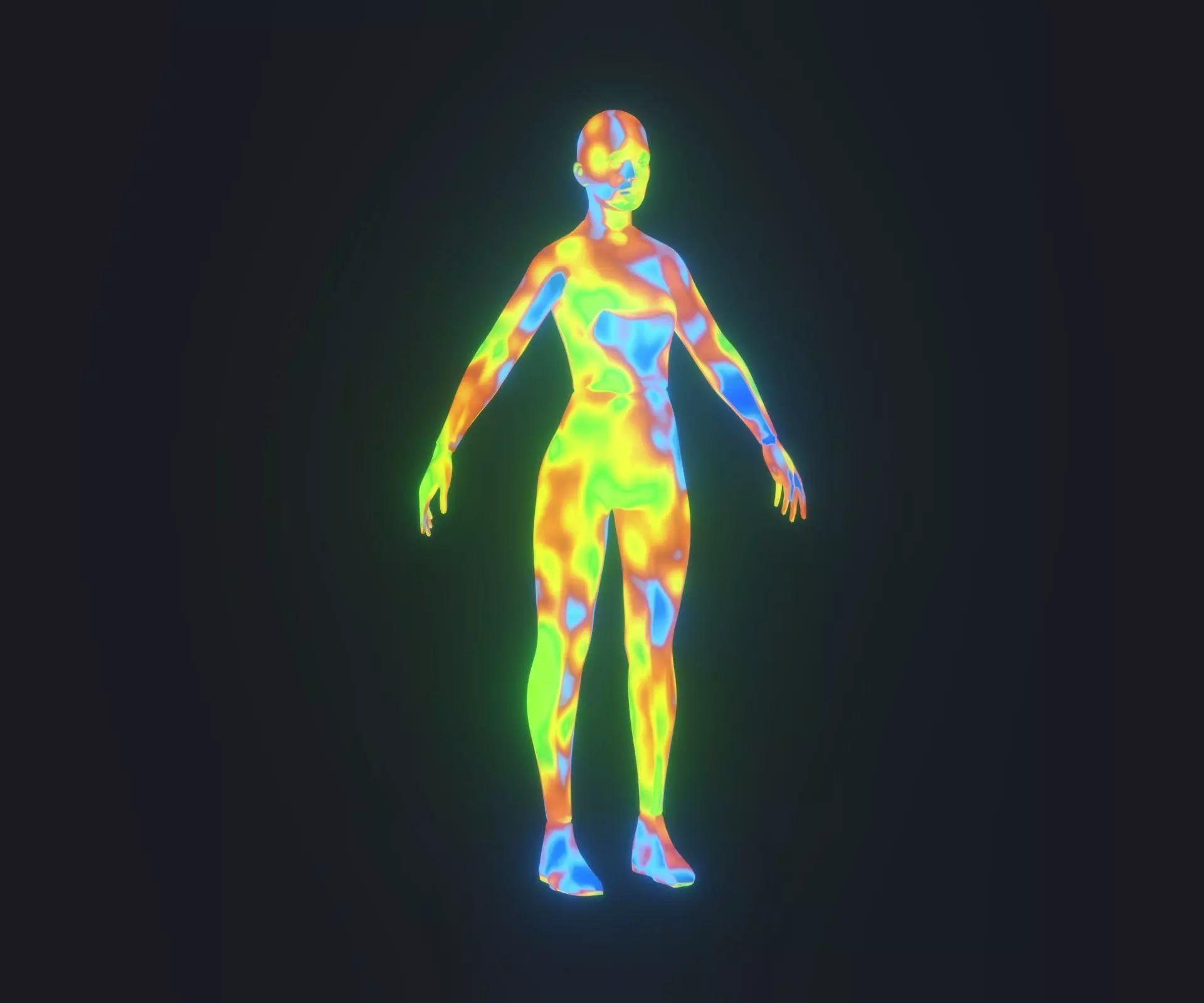 Human Thermal Image Heatmap Female 3D Model Low-poly 3D model_0